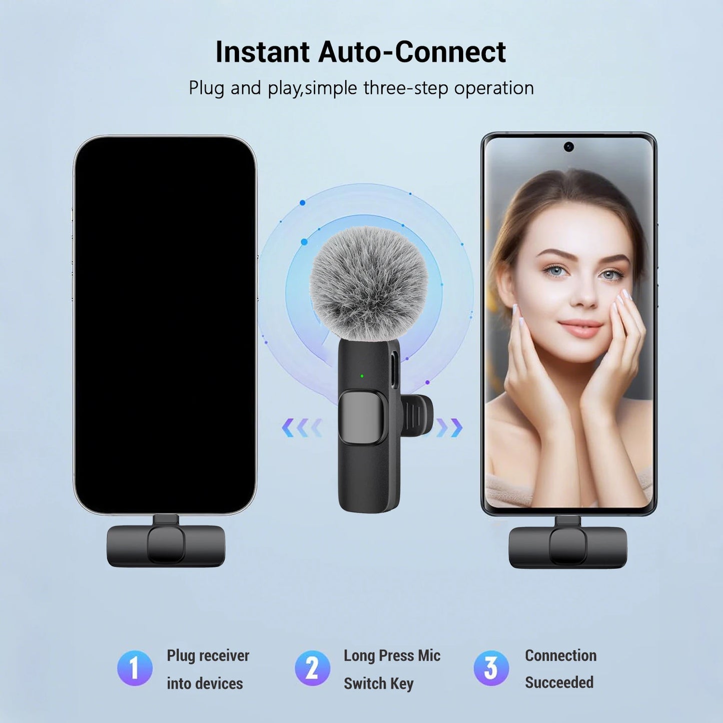 Professional Type-C Wireless Lavalier Microphone