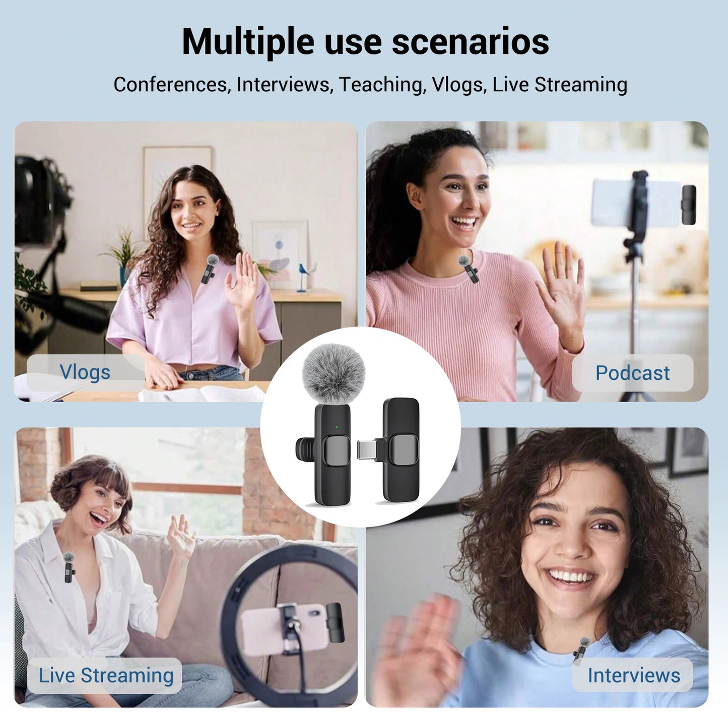 Professional Type-C Wireless Lavalier Microphone